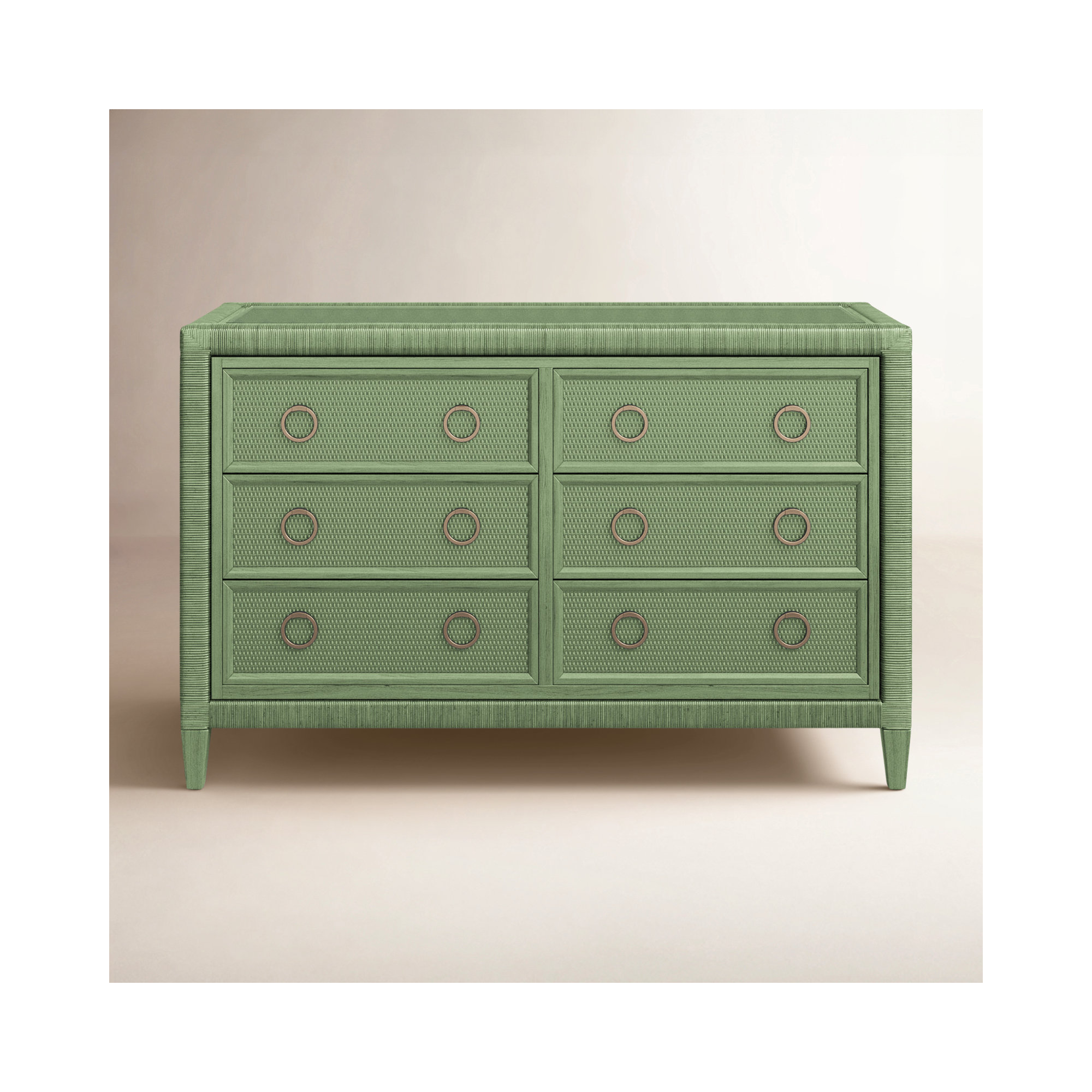 Warwick 6-Drawer 54" W Double Dresser, Celery, Satin Nickel