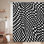 Rideau de douche abstrait géométrique à carreaux noir abstrait avec 12 crochets