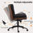 Modern Walnut Armless Office Desk Chair with Wheels, Wide Criss Cross-Legged Home Office Chair, Adjustable Swivel Task Chair-1633279027