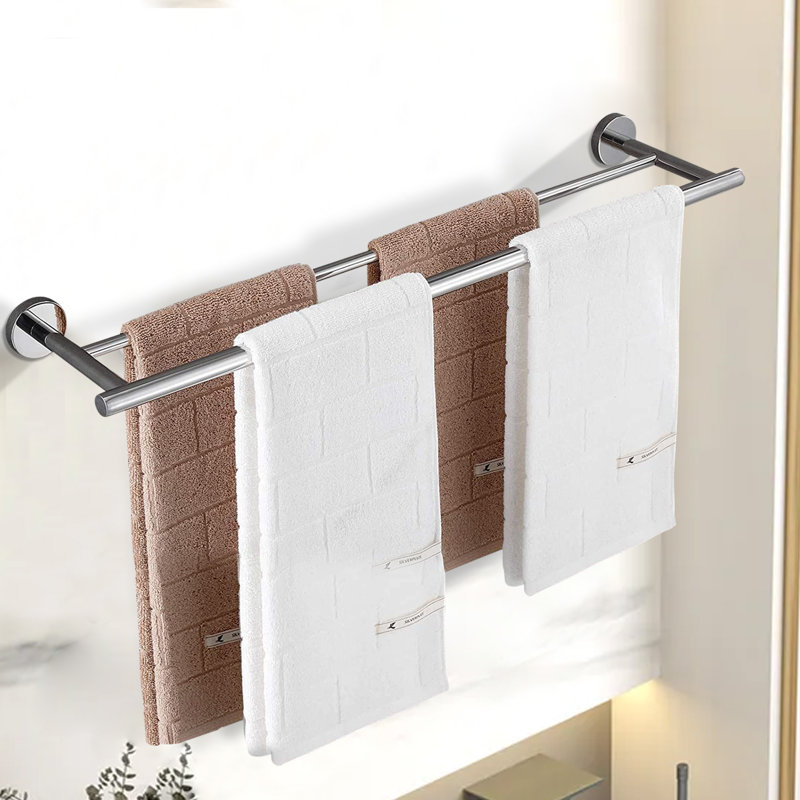 Double Wall Mounted Towel Bar, Chrome