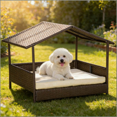 Stylish Rattan Pet Bed House, Perfect For Small To Medium Dogs, Combining Comfort And Aesthetic Appeal In Your Home.