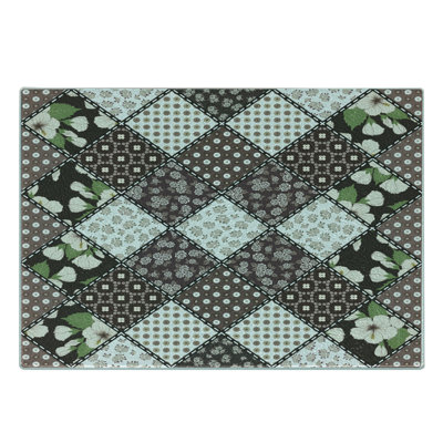 Ambesonne Floral Tempered Glass Cutting Board Vintage Flowers Bridal Brown Beige