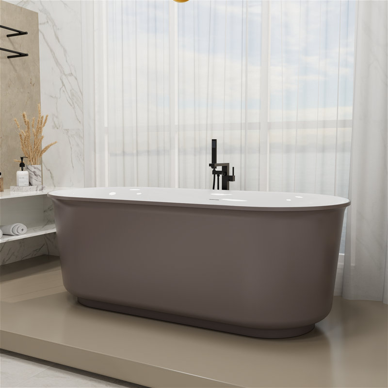 Colour 59'' x 27.56'' Soaking Bathtub, Gray