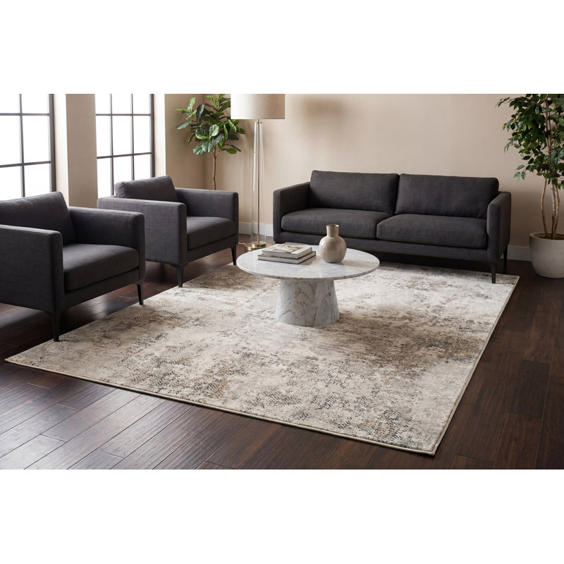 Tapis de zone ivoire Shaniya, Rectangle 9 pi 2 po x 12 pi 10 po