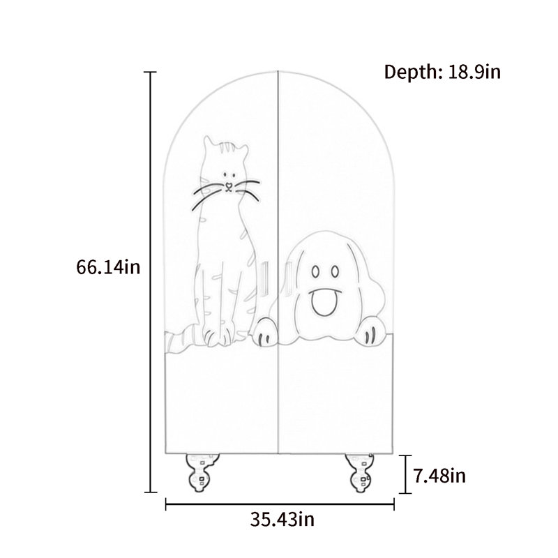 Armoire arquée avec tablettes et portes