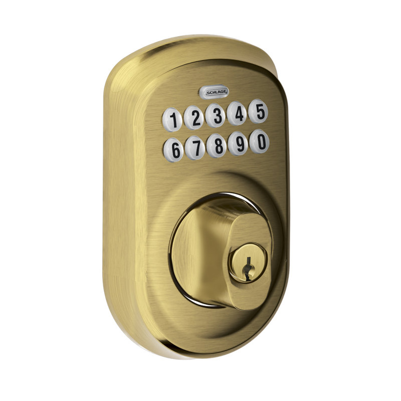 Schlage Keypad Deadbolt with Plymouth Trim, Antique Brass