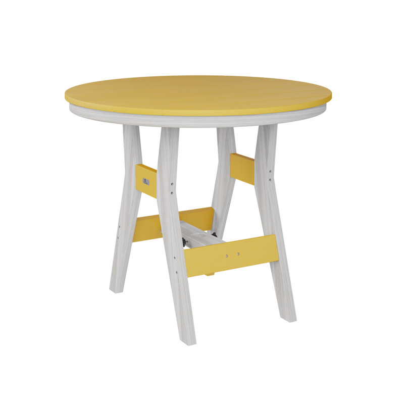 Table de salle à manger ronde de 38 po Berlin Gardens Harbor, Jaune soleil levant, Coquille de mer