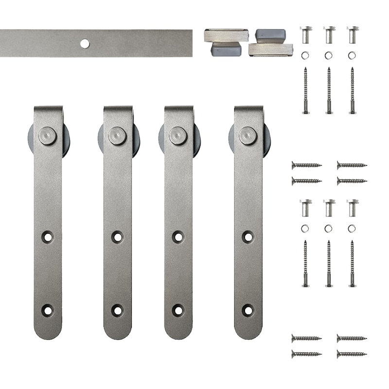Quiet Glide Satin Nickel Double Track Barn Door Hardware Kit