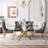 5-Piece Rectangular Glass Dining Set, 63" Modern Tempered Glass Dining Table With Velvet Upholstered Seats-1503297213-1503297215-1503297184