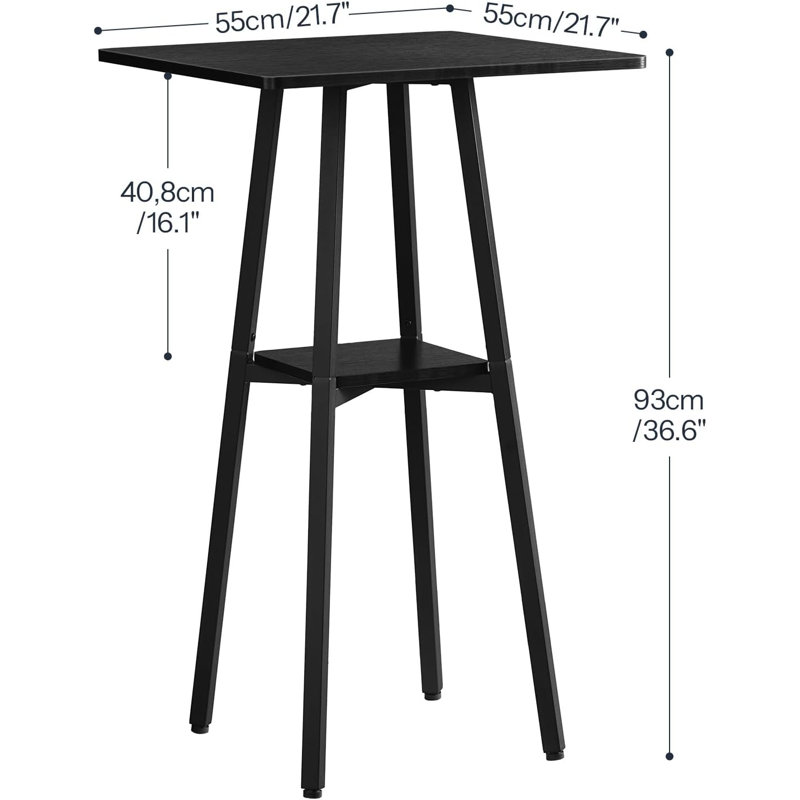 Bar Table, 2-Tier High Top Pub Table, Counter Height Table With Storage, Small Kitchen Dining Table, Bar Table For Living Room Party