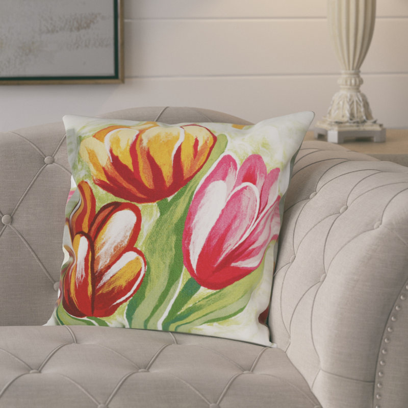 Annemarie Tulips Outdoor Rectangular Pillow Cover & Insert, 20" x 20", Warm