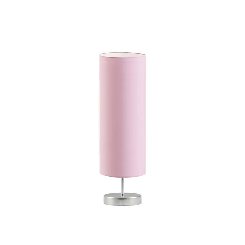 Sydney Bedside Table Lamp, Brushed Steel, Light Pink