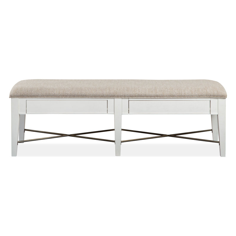 Banc de rangement rembourré avec tiroir Aronoff, Blanc