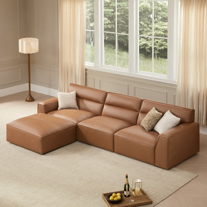 Canapé modulaire en cuir véritable Jenn