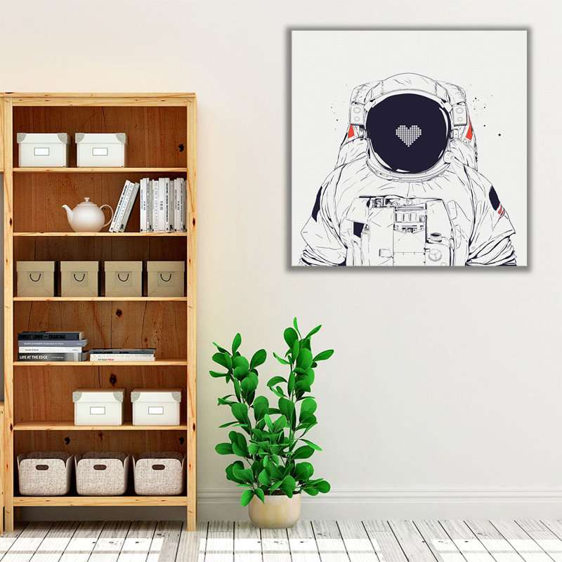 «Astronaut Love», reproduction d'art sur toile, H 12 po x l 12 po