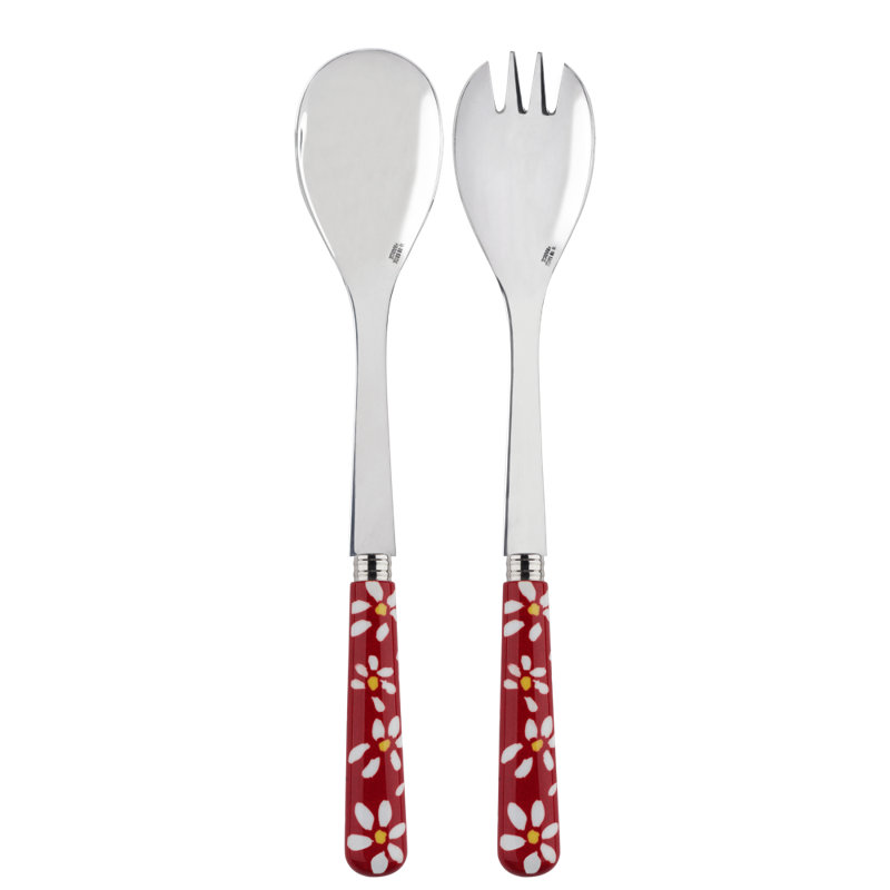 Sabre Paris - Salad Cutlery Set Daisy, Red