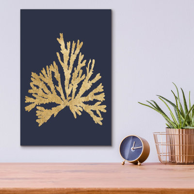  «Pacific Sea Mosses 4 Indigo» par Wild Apple Portfolio, art mural en verre, 12 po x 16 po