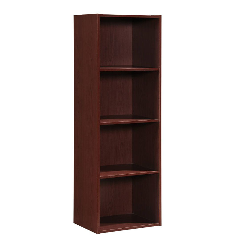 Tall Bookcase with Open Storage Bookshelf for Home or Office, Mahogany, (4 Shelves) 47.3"H x 15.9"W x 11.7"D