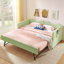 Lit de jour simple, lit de jour rembourré en vichy équipé d'un cadre gigogne escamotable et d'une poche de rangement latérale, canapé-lit multifonctionnel en bois massif pour chambre d'enfant et chambre d'amis - vert-131098158-131098161
