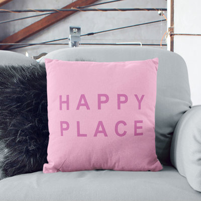 Happy Place Square Throw Cushion