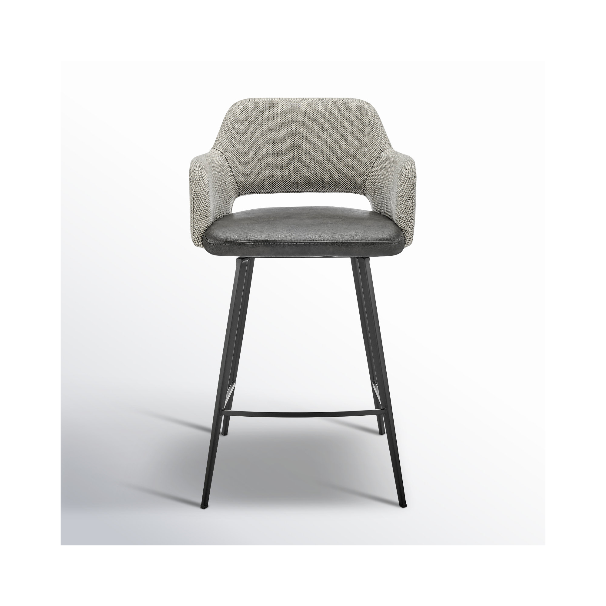 Ivonne Swivel Bar & Counter Stool, Dark Gray Faux Leather, Counter Stool (25.6” Seat Height)