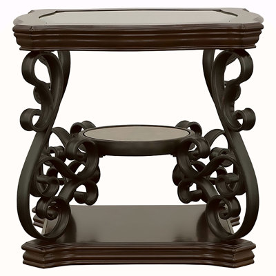 Bianca Merlot 2-Shelf Glass Top End Table