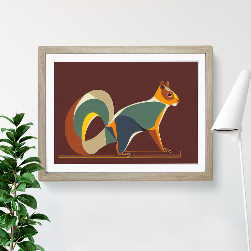 Squirrel in Abstract - Framed Print, Oak