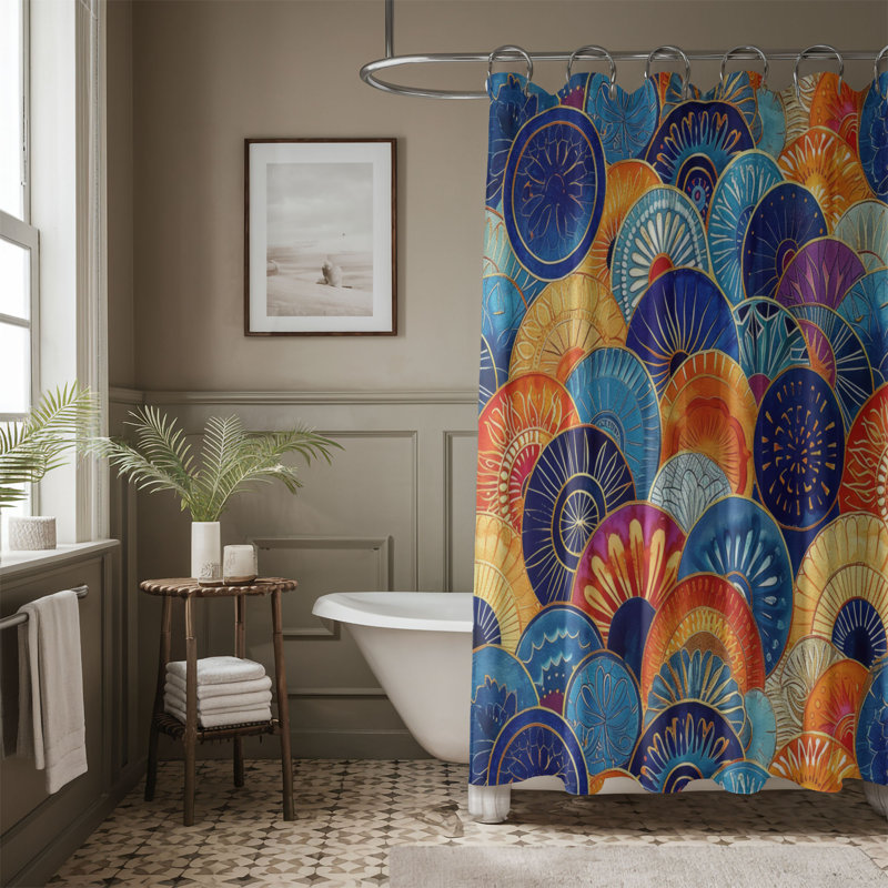 Rideau de douche standard 1 pièce Dunklin Bold Shapes, H 74 po x l 71 po