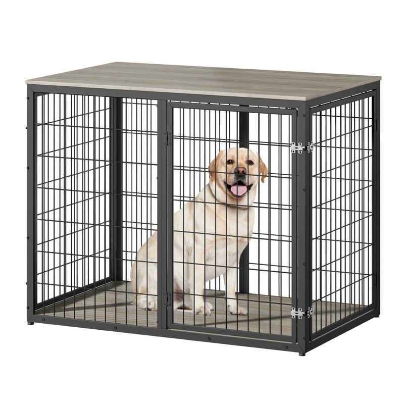 Meuble de 47 po avec 3 portes pour chiens de grande taille et de taille moyenne, gris, Gris