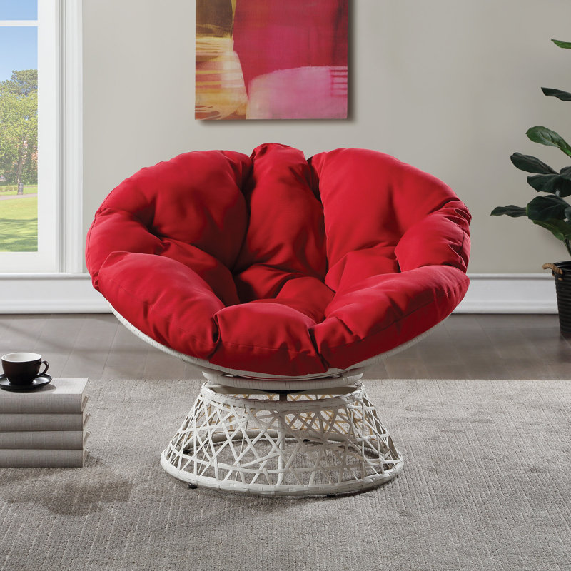 Daysi Upholstered Swivel Accent Chair, Red 100% Polyester, Cream