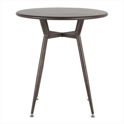 Round metal dining table for 4 with antique bronze top and black tapered legs, industrial style, small-space friendly, 27.75-inch