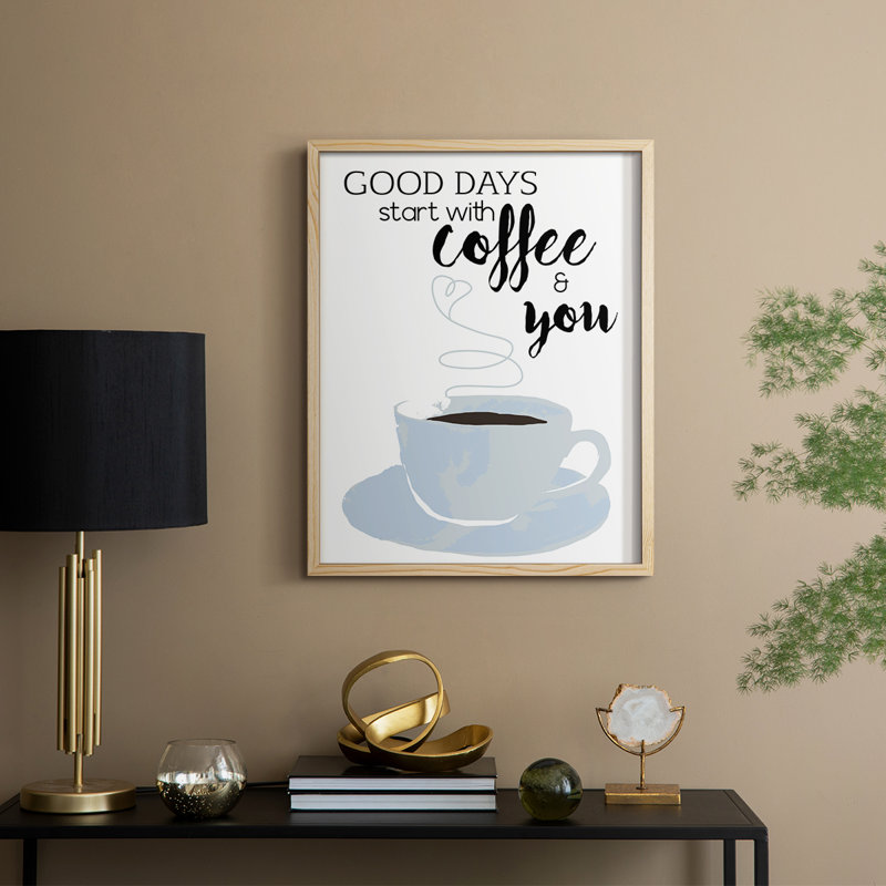 Start With Coffee & You Framed Print - Solid Wood