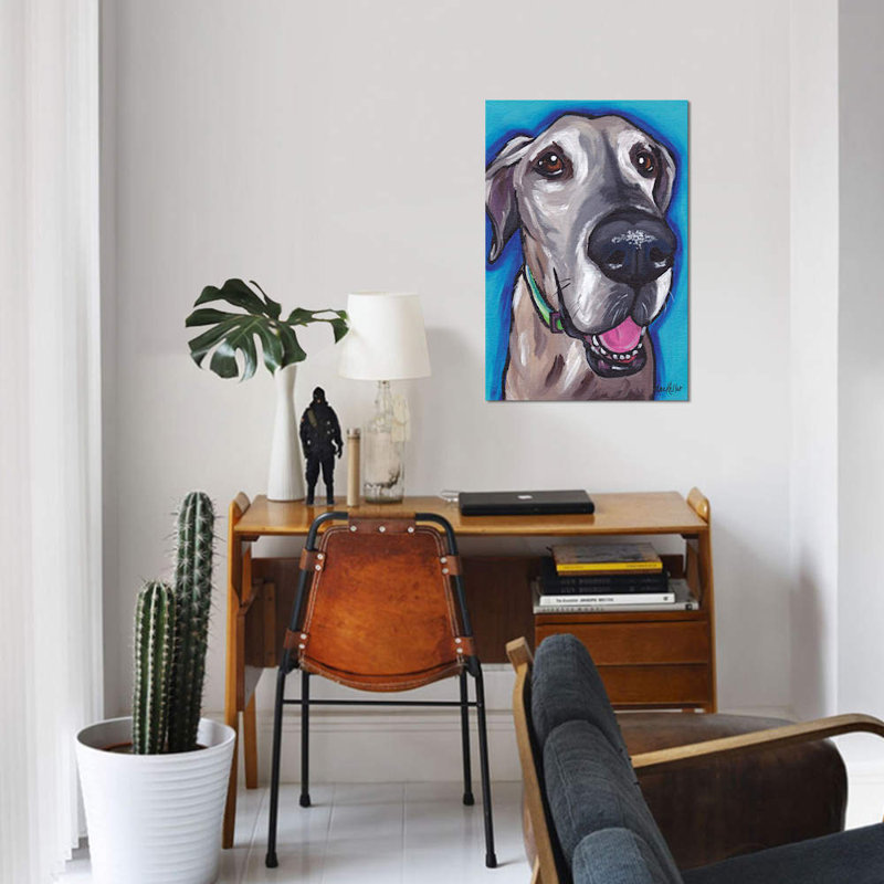 «Beau the Great Dane» par Hippie Hound Studios - impression sur toile tendue, H 12 po x l 8 po x P 0,75 po, Toile tendue