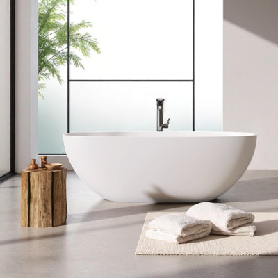 67'' X 29.5'' Freestanding Soaking Solid Surface Stone Resin Bathtub