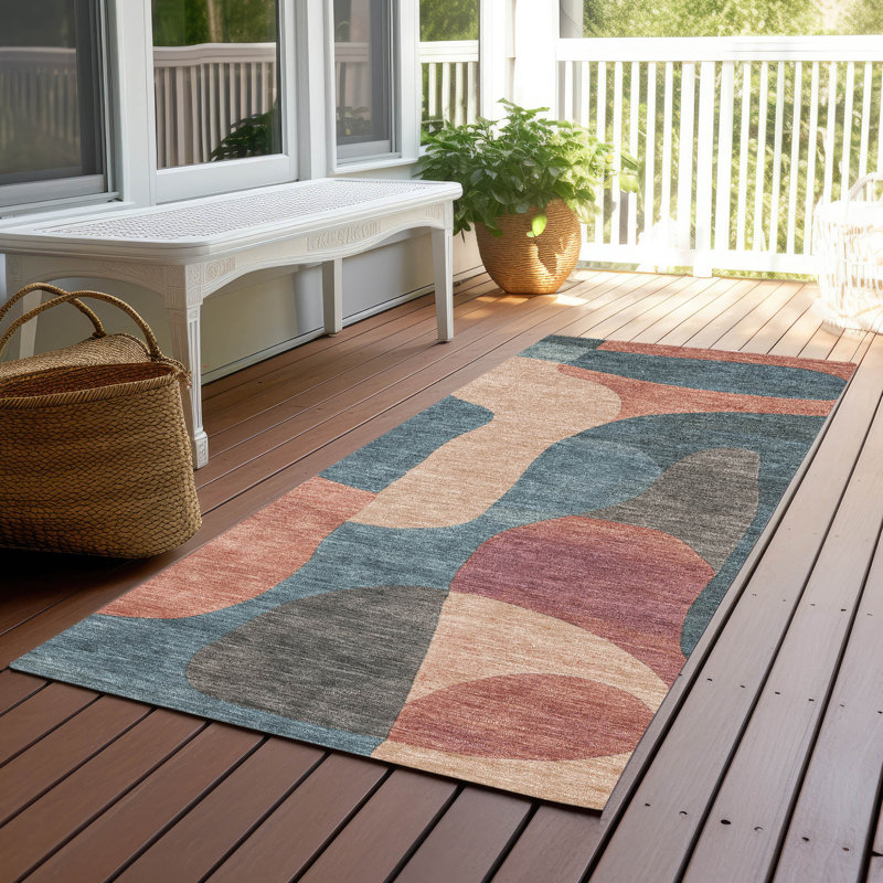 Machine Washable Indoor/Outdoor Xhevrie Sage Rug, Runner 2'3" x 7'6"