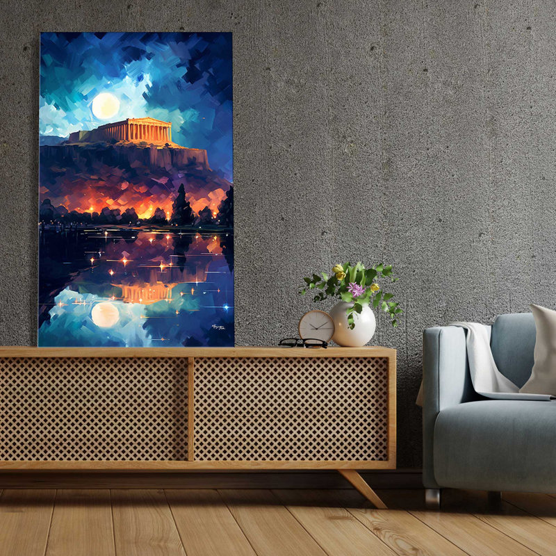 Parthénon, Athènes, Grèce - peinture sur toile tendue, H 40 po x l 24 po x P 1,5 po