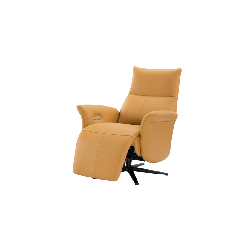 Jernorris Leather Swivel Recliner, Yellow