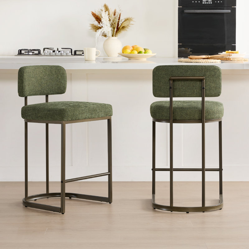 Upholstered Counter Stool, Moss Green, 2
