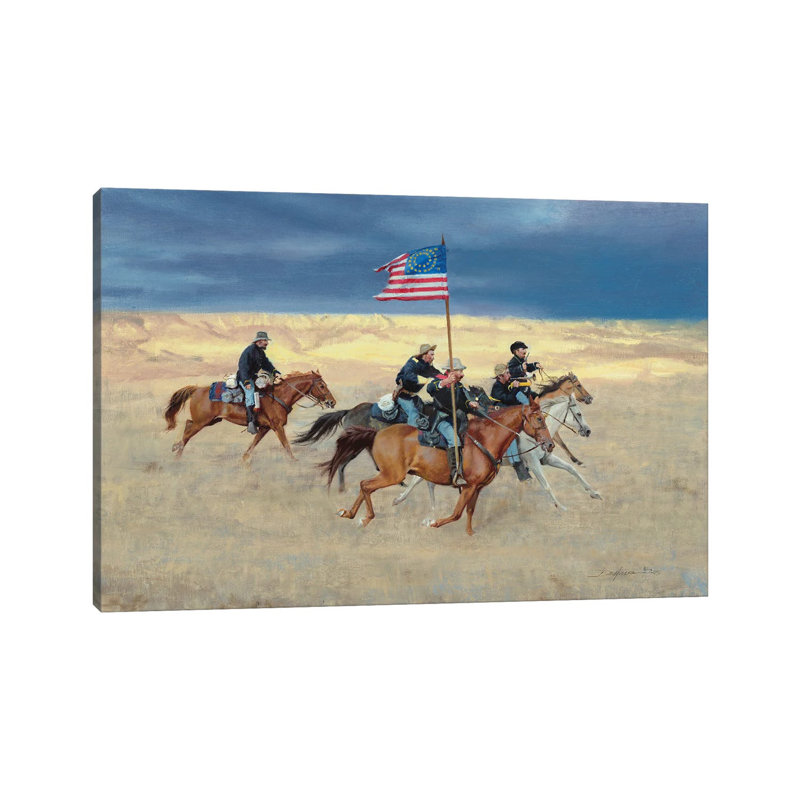 «Rag Tag Regiment» par David Edward Kucera - peinture sur toile tendue, H 40 po x l 60 po x 1,5 po