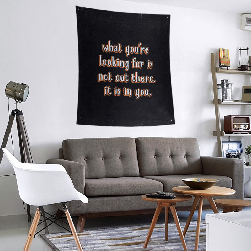 Tapisserie tableau noir quote self confidence quot, H 104 po x l 88 po, Orange
