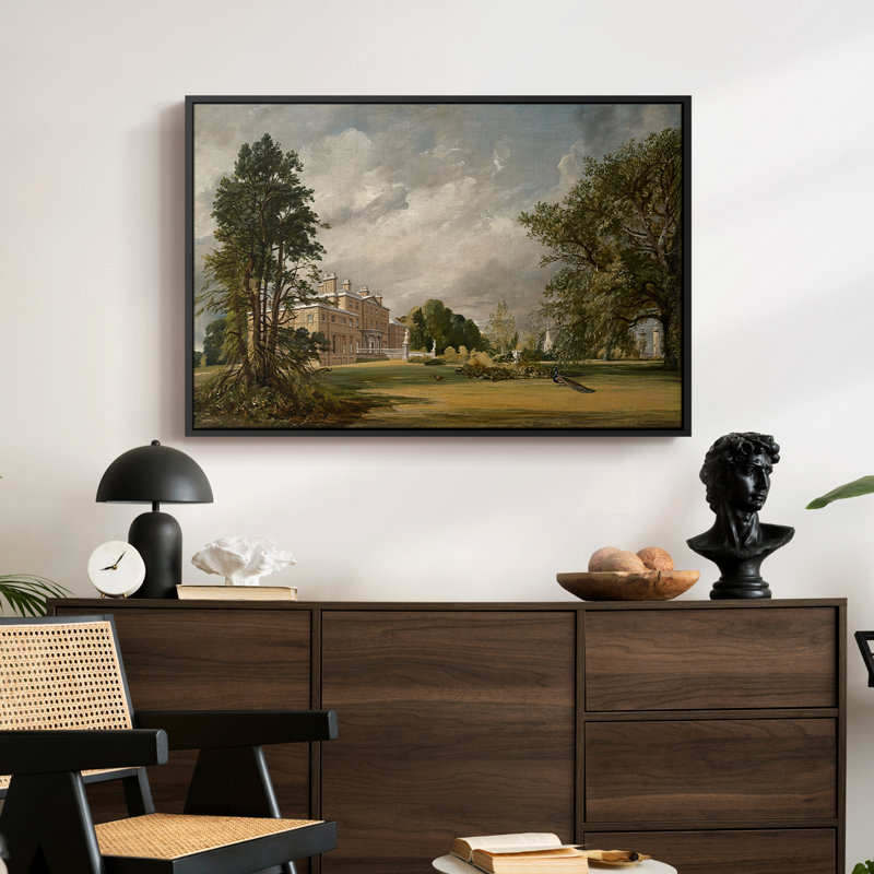 Malvern Hall, 1821 - John Constable, toile tendue avec châssis, 24 po x 36 po, Noir