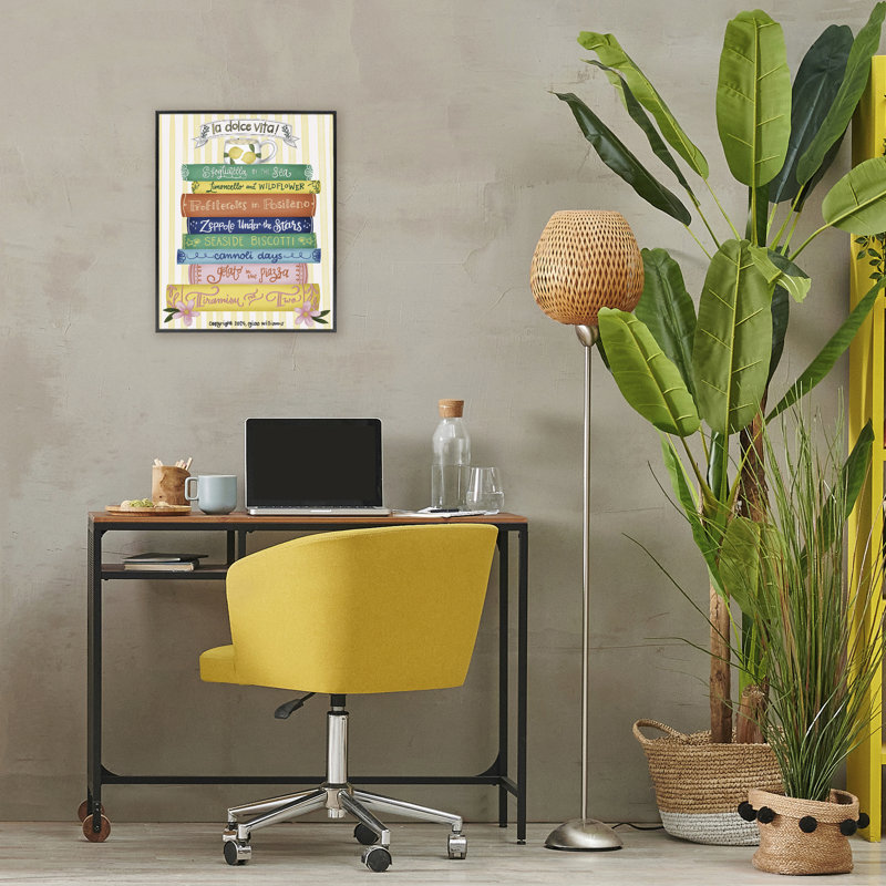Giclée italienne, livres de cuisine italienne, design par Giao Williams, Giclée noire de minuit encadrée, H 20 po x l 16 po