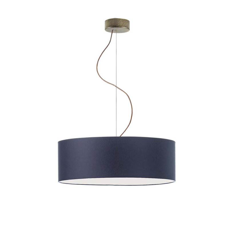 Aubryelle 3 - Light Drum Pendant, 120cm H x 50cm W x 50cm D, Navy Blue, Antique (Old) Gold