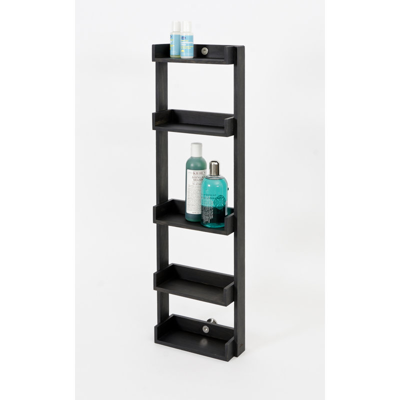Demasky 5 Piece Oak Solid Wood Tiered Shelf, Dark Oak