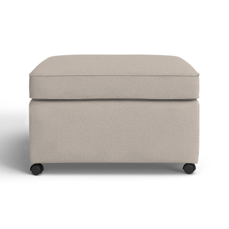 Rika Upholstered Ottoman, Reese Oatmeal Performance Chenille