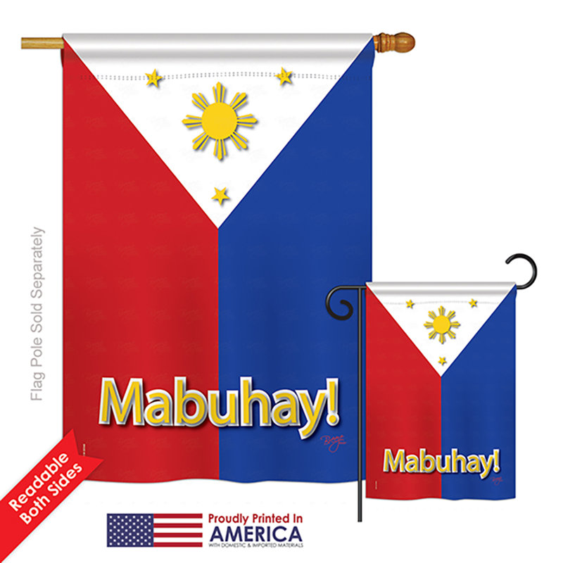 Ensemble de 2 drapeaux en polyester vertical décoratif 2 côtés philippines of the world