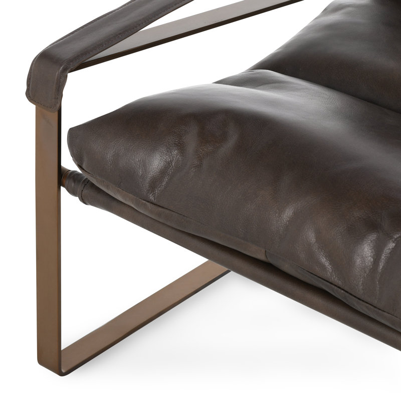 Morgan Accent Chair, Brown Genuine Leather