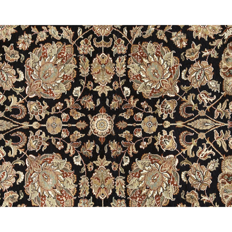 Hand Knotted Wool Area Rug in Black And Beige