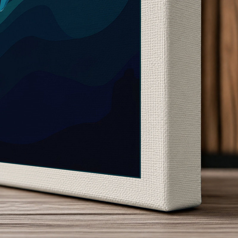 Whale Rising Coastal - Wrapped Canvas, 24x16 - 61.0 x 40.6 cm, Cream Border