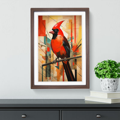 Cardinal Bird Constructivism - Framed Print